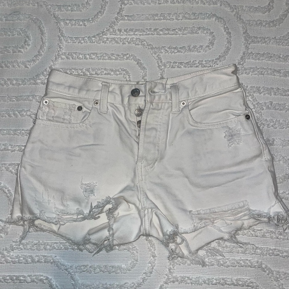 Free People White Jean Shorts
